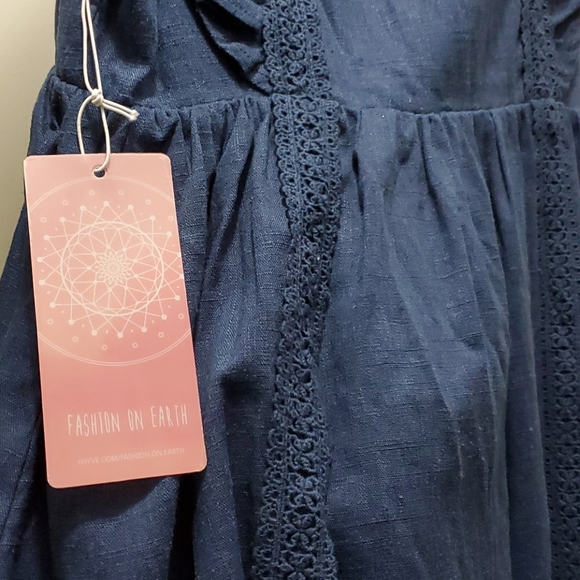 NWT Adorable Navy Blue Sleeveless Dress Sz L - Picture 5 of 5